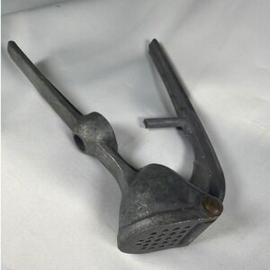 Vintage French Cast Aluminum Garlic Press Olive Pitter‎ Made in France Silver